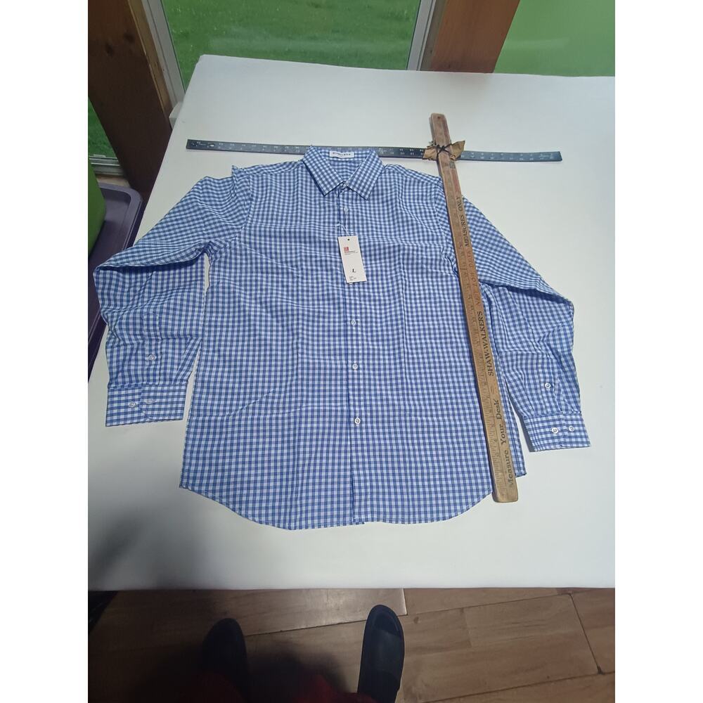 Manwan Walk Men's Blue & White Checkered Shirt - Size L